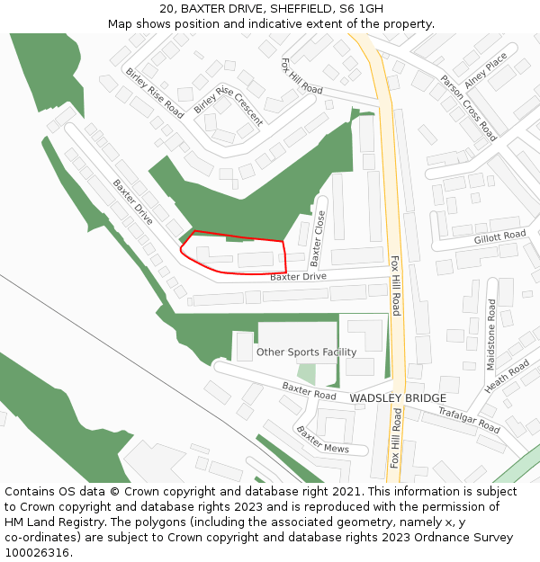 20, BAXTER DRIVE, SHEFFIELD, S6 1GH: Location map and indicative extent of plot