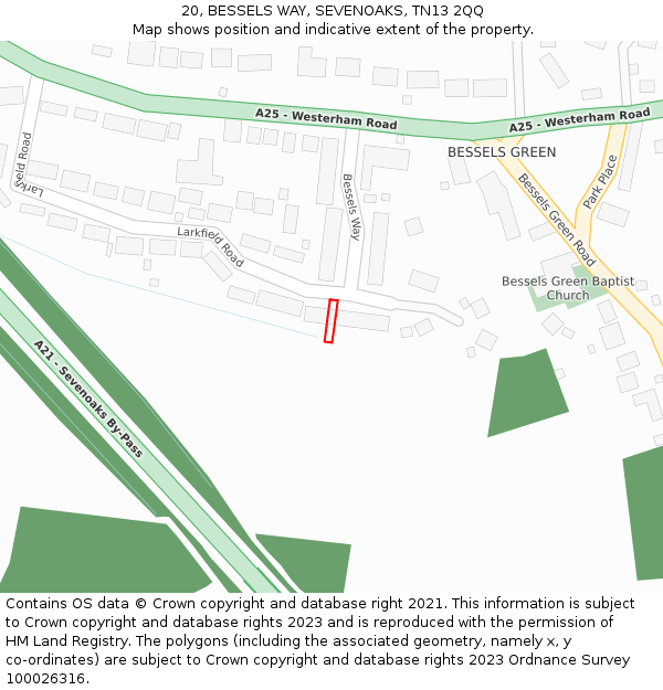 20, BESSELS WAY, SEVENOAKS, TN13 2QQ: Location map and indicative extent of plot