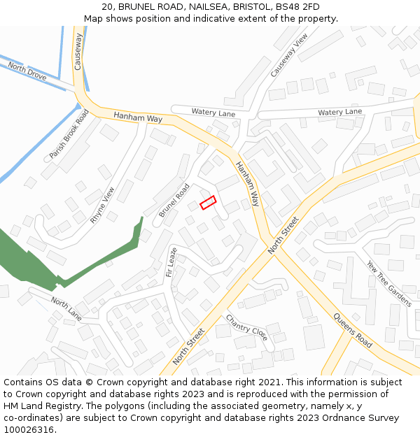 20, BRUNEL ROAD, NAILSEA, BRISTOL, BS48 2FD: Location map and indicative extent of plot