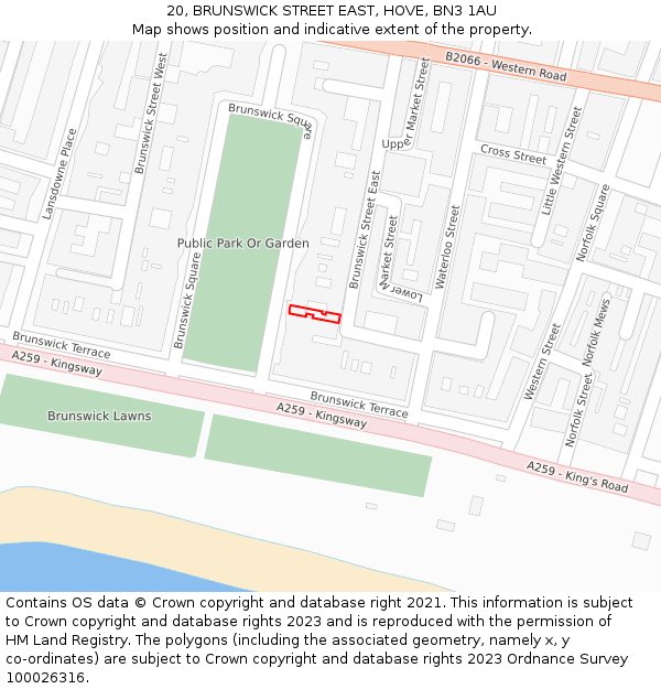 20, BRUNSWICK STREET EAST, HOVE, BN3 1AU: Location map and indicative extent of plot
