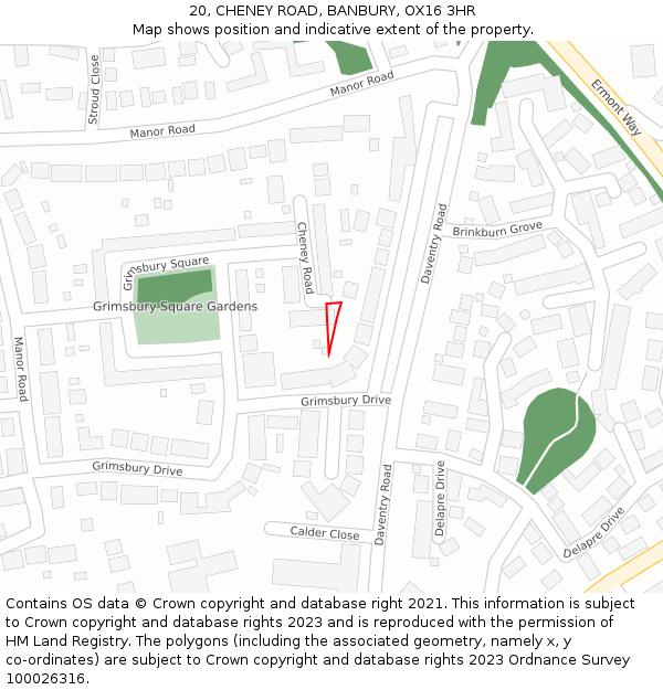 20, CHENEY ROAD, BANBURY, OX16 3HR: Location map and indicative extent of plot
