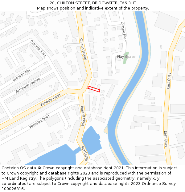 20, CHILTON STREET, BRIDGWATER, TA6 3HT: Location map and indicative extent of plot