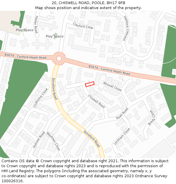 20, CHISWELL ROAD, POOLE, BH17 9FB: Location map and indicative extent of plot