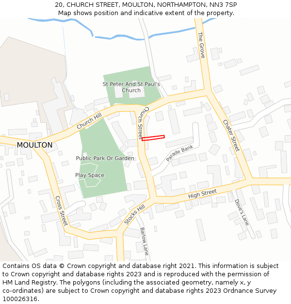 20, CHURCH STREET, MOULTON, NORTHAMPTON, NN3 7SP: Location map and indicative extent of plot