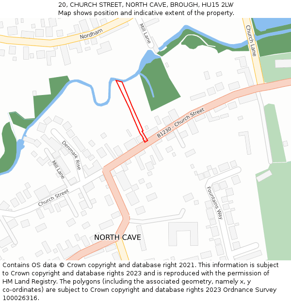 20, CHURCH STREET, NORTH CAVE, BROUGH, HU15 2LW: Location map and indicative extent of plot