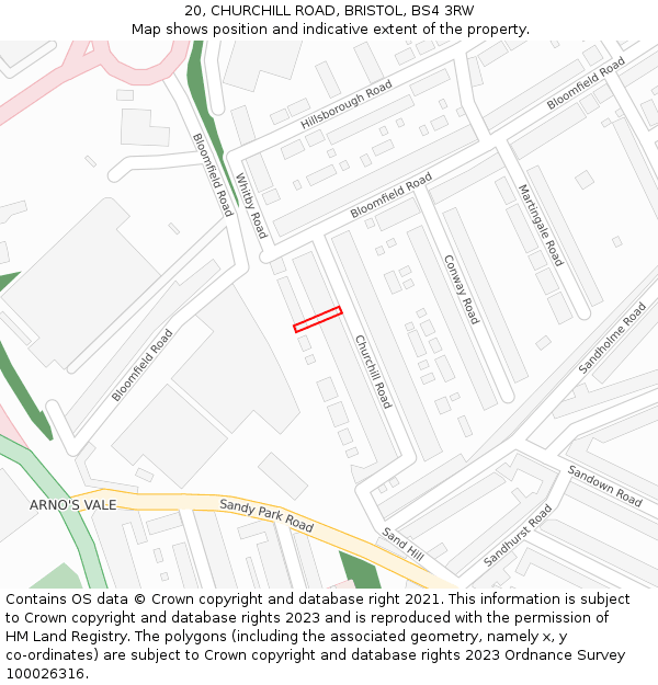 20, CHURCHILL ROAD, BRISTOL, BS4 3RW: Location map and indicative extent of plot
