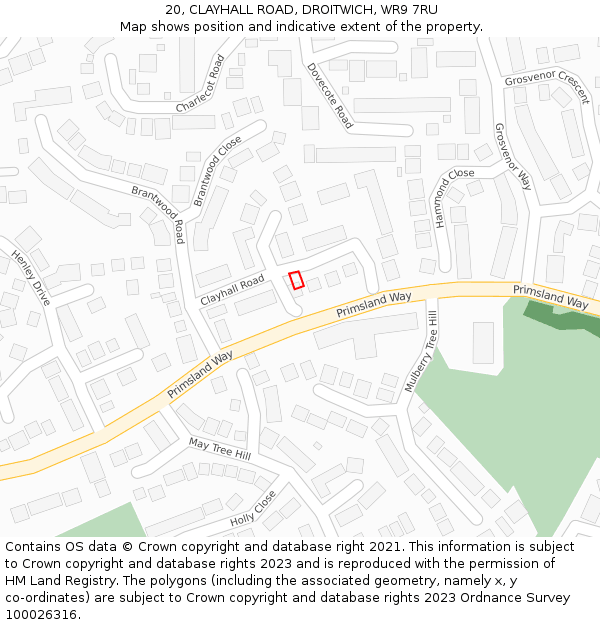 20, CLAYHALL ROAD, DROITWICH, WR9 7RU: Location map and indicative extent of plot