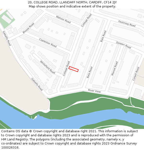 20, COLLEGE ROAD, LLANDAFF NORTH, CARDIFF, CF14 2JY: Location map and indicative extent of plot