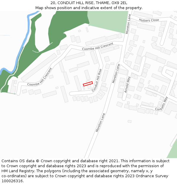20, CONDUIT HILL RISE, THAME, OX9 2EL: Location map and indicative extent of plot