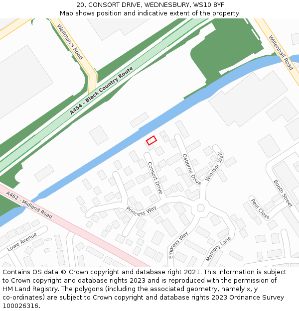20, CONSORT DRIVE, WEDNESBURY, WS10 8YF: Location map and indicative extent of plot