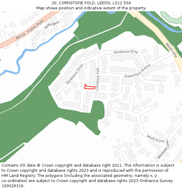 20, CORNSTONE FOLD, LEEDS, LS12 5SX: Location map and indicative extent of plot