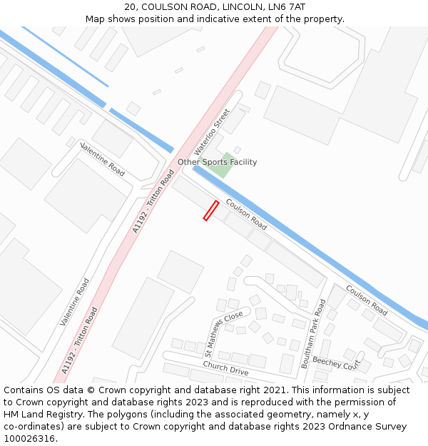 20, COULSON ROAD, LINCOLN, LN6 7AT: Location map and indicative extent of plot