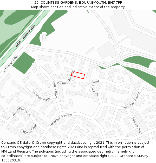 20, COUNTESS GARDENS, BOURNEMOUTH, BH7 7RR: Location map and indicative extent of plot