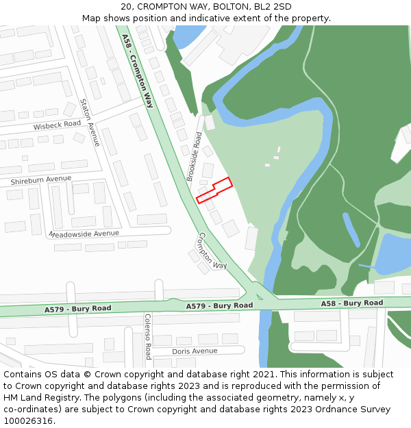 20, CROMPTON WAY, BOLTON, BL2 2SD: Location map and indicative extent of plot