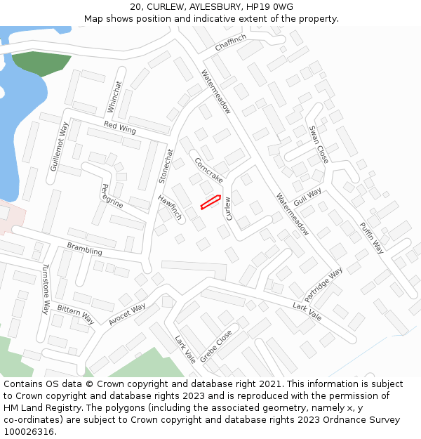 20, CURLEW, AYLESBURY, HP19 0WG: Location map and indicative extent of plot