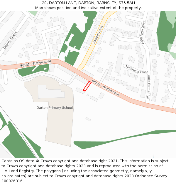 20, DARTON LANE, DARTON, BARNSLEY, S75 5AH: Location map and indicative extent of plot