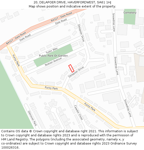20, DELAPOER DRIVE, HAVERFORDWEST, SA61 1HJ: Location map and indicative extent of plot