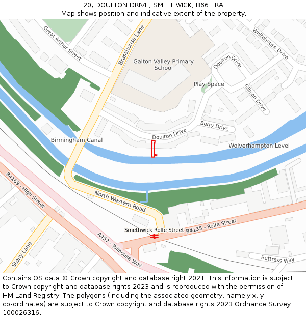 20, DOULTON DRIVE, SMETHWICK, B66 1RA: Location map and indicative extent of plot