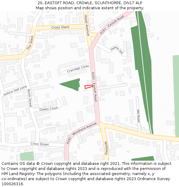 20, EASTOFT ROAD, CROWLE, SCUNTHORPE, DN17 4LP: Location map and indicative extent of plot