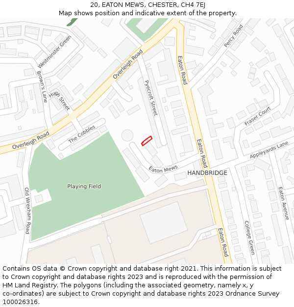 20, EATON MEWS, CHESTER, CH4 7EJ: Location map and indicative extent of plot