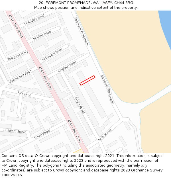 20, EGREMONT PROMENADE, WALLASEY, CH44 8BG: Location map and indicative extent of plot
