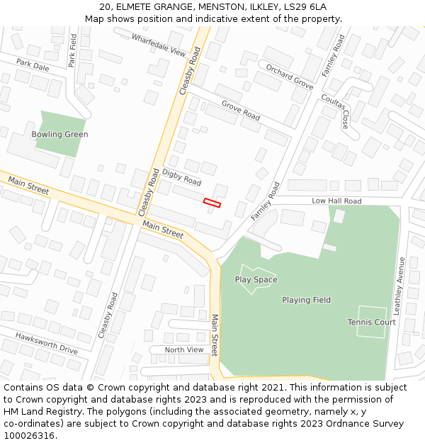 20, ELMETE GRANGE, MENSTON, ILKLEY, LS29 6LA: Location map and indicative extent of plot