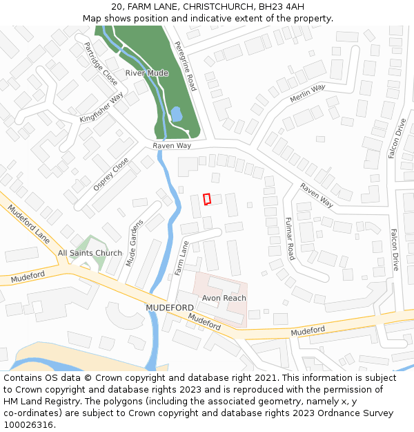 20, FARM LANE, CHRISTCHURCH, BH23 4AH: Location map and indicative extent of plot