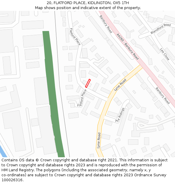 20, FLATFORD PLACE, KIDLINGTON, OX5 1TH: Location map and indicative extent of plot