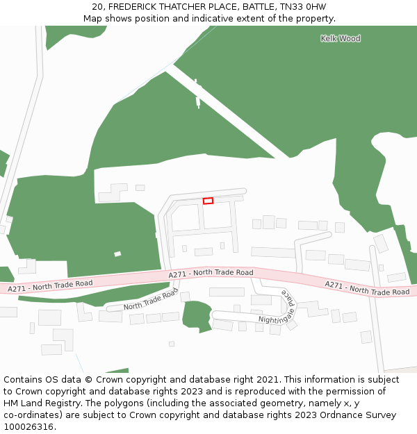 20, FREDERICK THATCHER PLACE, BATTLE, TN33 0HW: Location map and indicative extent of plot