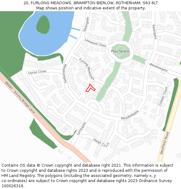 20, FURLONG MEADOWS, BRAMPTON BIERLOW, ROTHERHAM, S63 6LT: Location map and indicative extent of plot