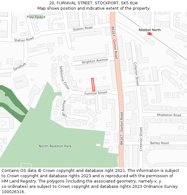20, FURNIVAL STREET, STOCKPORT, SK5 6LW: Location map and indicative extent of plot