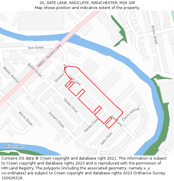 20, GATE LANE, RADCLIFFE, MANCHESTER, M26 2AF: Location map and indicative extent of plot