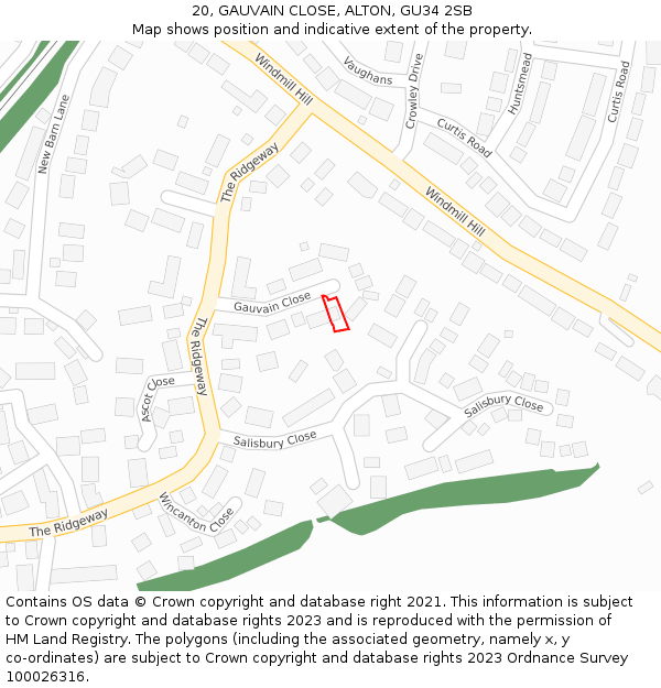 20, GAUVAIN CLOSE, ALTON, GU34 2SB: Location map and indicative extent of plot