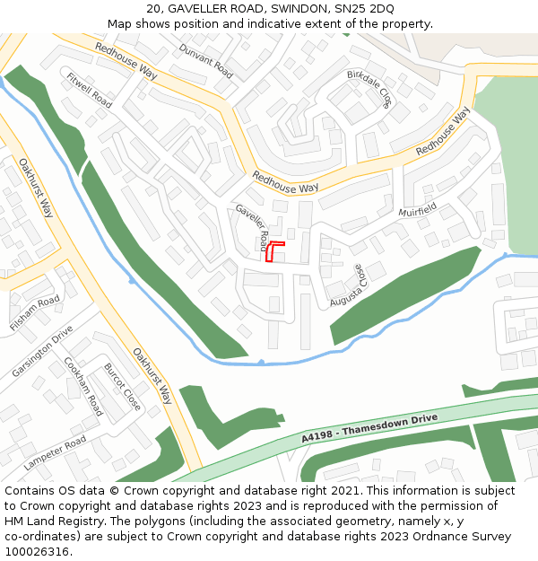 20, GAVELLER ROAD, SWINDON, SN25 2DQ: Location map and indicative extent of plot
