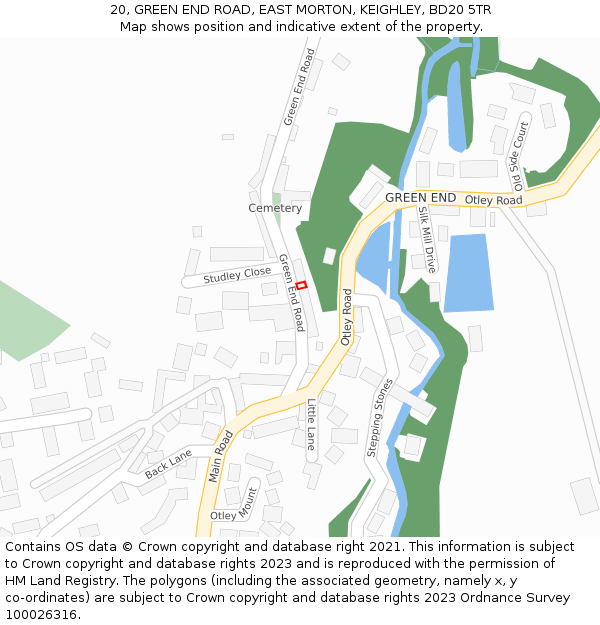 20, GREEN END ROAD, EAST MORTON, KEIGHLEY, BD20 5TR: Location map and indicative extent of plot