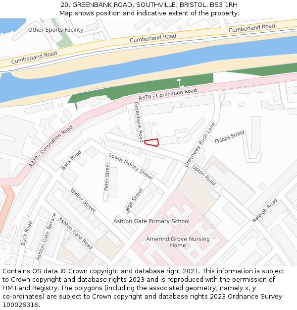 20, GREENBANK ROAD, SOUTHVILLE, BRISTOL, BS3 1RH: Location map and indicative extent of plot