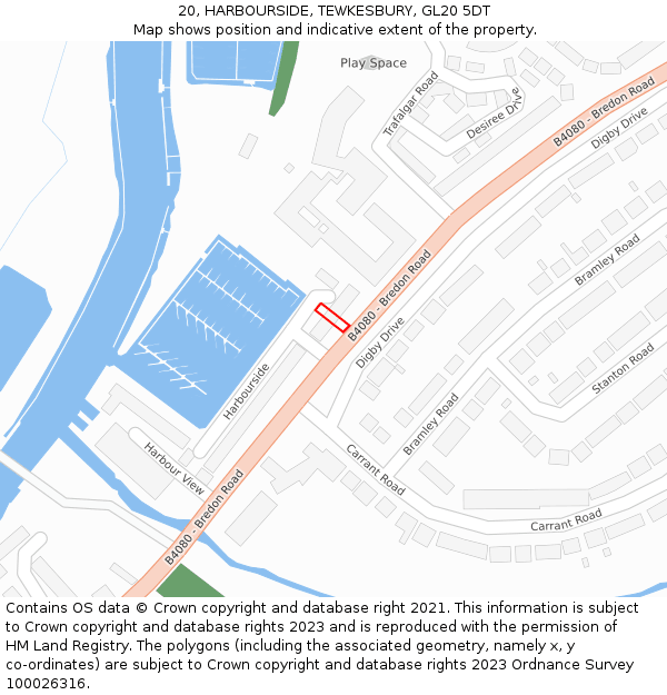 20, HARBOURSIDE, TEWKESBURY, GL20 5DT: Location map and indicative extent of plot