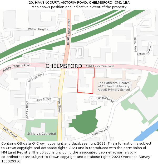20, HAVENCOURT, VICTORIA ROAD, CHELMSFORD, CM1 1EA: Location map and indicative extent of plot
