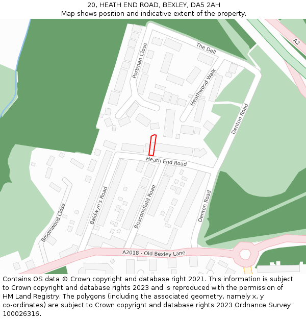 20, HEATH END ROAD, BEXLEY, DA5 2AH: Location map and indicative extent of plot