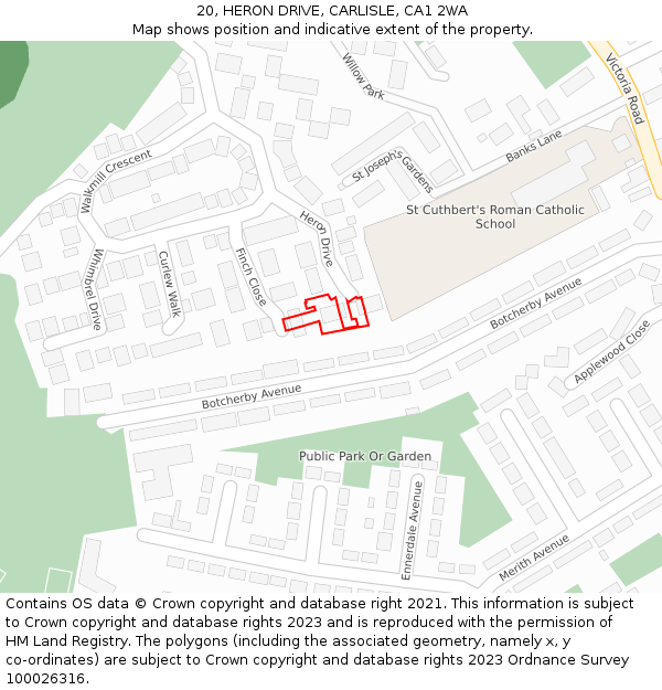 20, HERON DRIVE, CARLISLE, CA1 2WA: Location map and indicative extent of plot