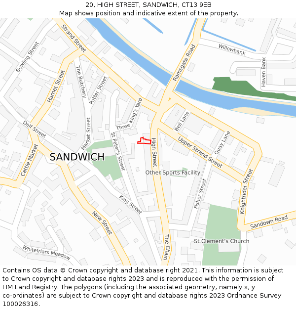20, HIGH STREET, SANDWICH, CT13 9EB: Location map and indicative extent of plot