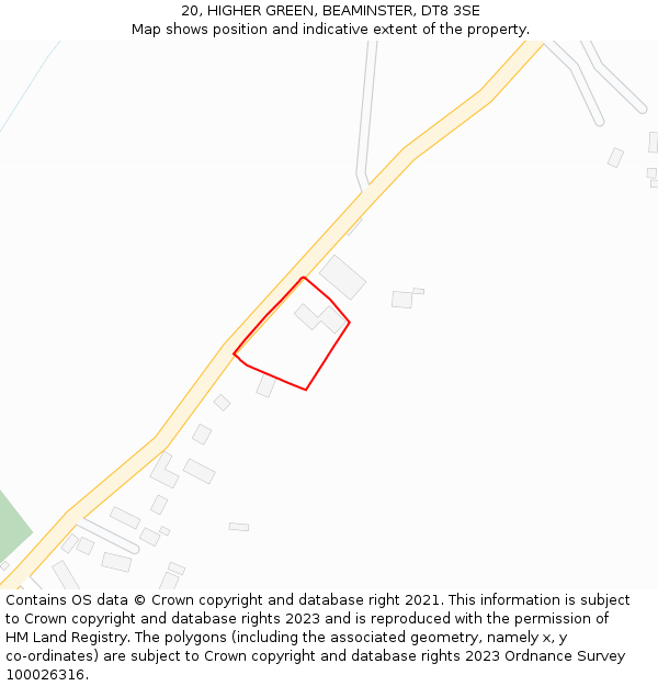 20, HIGHER GREEN, BEAMINSTER, DT8 3SE: Location map and indicative extent of plot