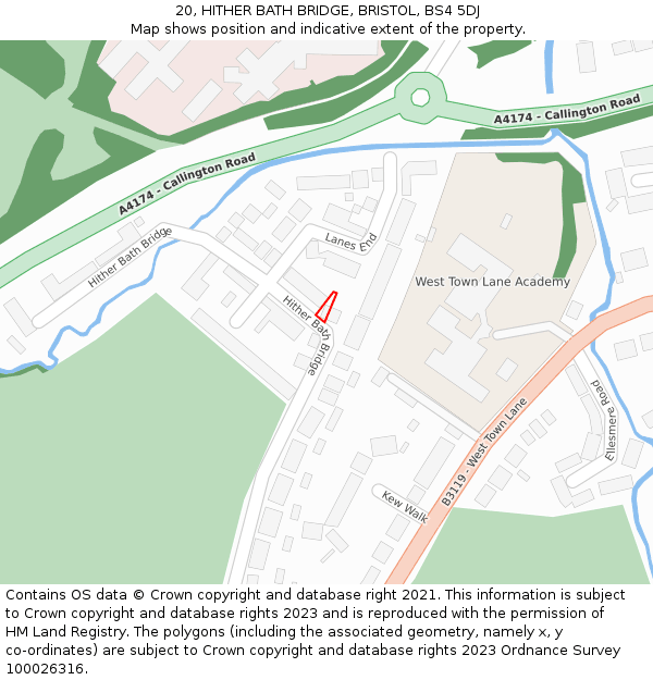 20, HITHER BATH BRIDGE, BRISTOL, BS4 5DJ: Location map and indicative extent of plot