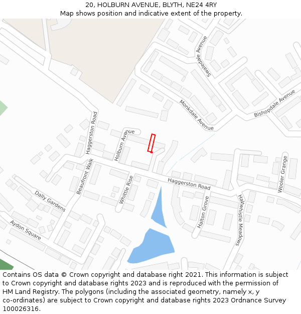 20, HOLBURN AVENUE, BLYTH, NE24 4RY: Location map and indicative extent of plot