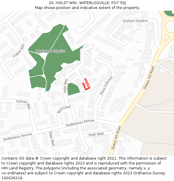 20, HOLST WAY, WATERLOOVILLE, PO7 5SJ: Location map and indicative extent of plot