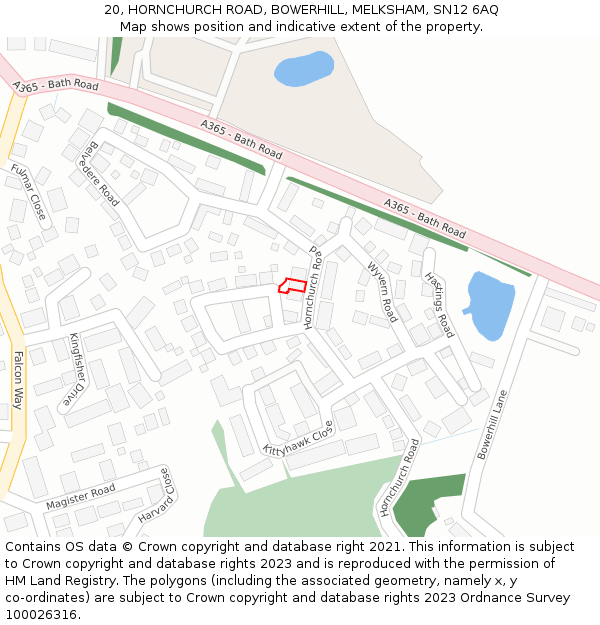 20, HORNCHURCH ROAD, BOWERHILL, MELKSHAM, SN12 6AQ: Location map and indicative extent of plot