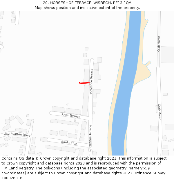 20, HORSESHOE TERRACE, WISBECH, PE13 1QA: Location map and indicative extent of plot