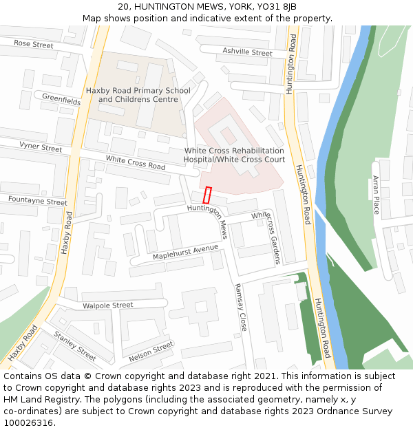 20, HUNTINGTON MEWS, YORK, YO31 8JB: Location map and indicative extent of plot