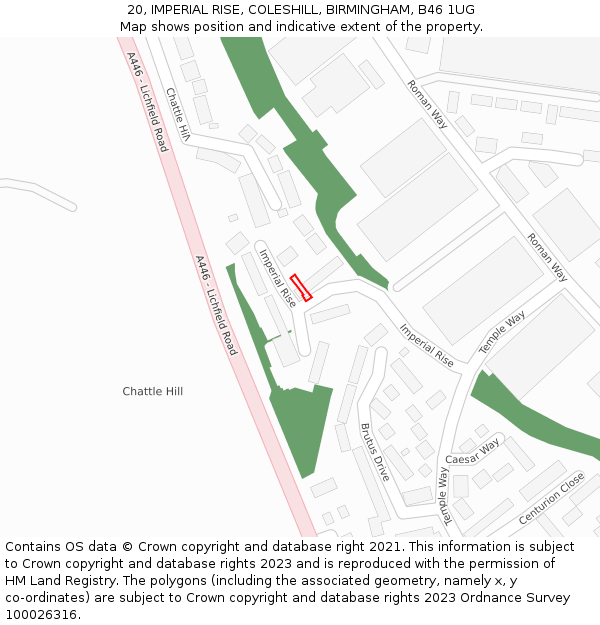 20, IMPERIAL RISE, COLESHILL, BIRMINGHAM, B46 1UG: Location map and indicative extent of plot