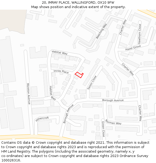20, IMRAY PLACE, WALLINGFORD, OX10 9FW: Location map and indicative extent of plot